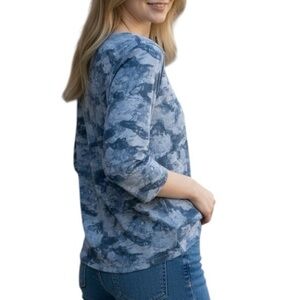 Wonderly Studio Small Blue Long Length Casual Round Neck Top Athleisure